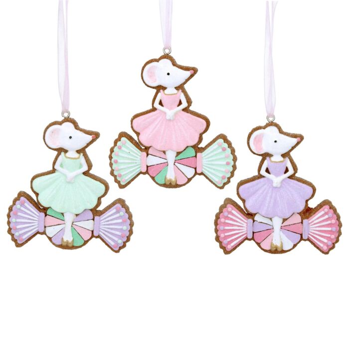 Gisela Graham Pastel Gingerbread Mouse on Sweet x3